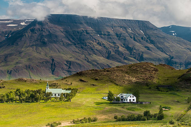 istock Reykjavik house and church 166776548