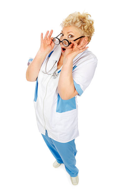 istock senior doctor with glasses surprise 166779048