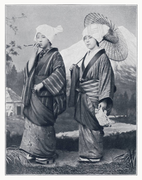 istock Two young Japanese women, halftone print, published in 1900 1667797132