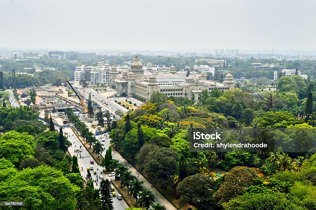 Bangalore city Aerial view with vidhansoudha coverd with trees Aerial view of Bangalore city in south India Bangalore Stock Photo