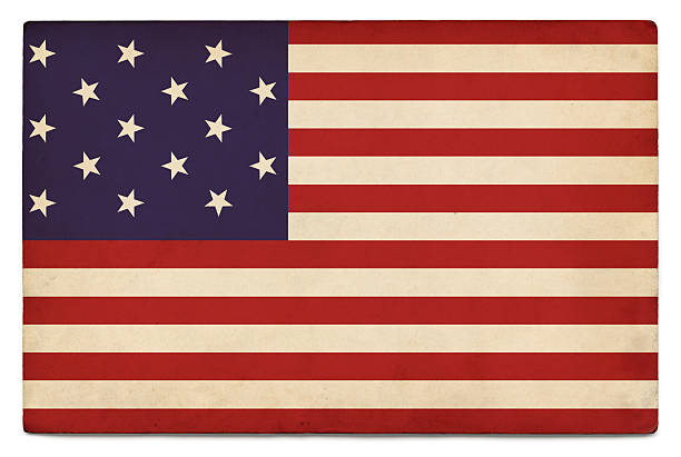 istock Grunge US Star Spangled Banner flag on white 166780820