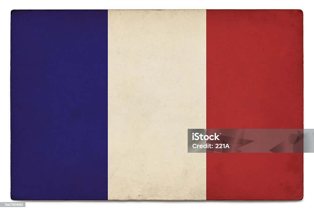 Grunge Flaga Francji na białym - Zbiór zdjęć royalty-free (Flaga Francji)