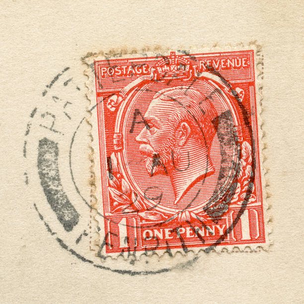 istock Vintage One Penny George V stamp (1929) 166780909