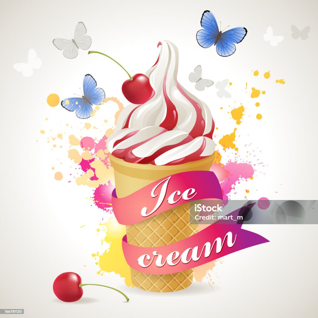 Ice cream Ice cream over bright background - vector. EPS 10. File contains transparences!  Butterfly - Insect stock vector
