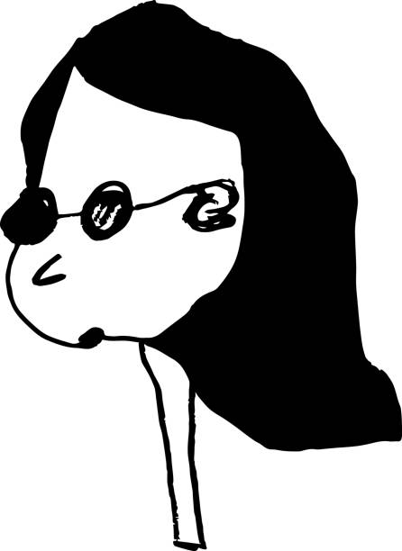 istock Face of goth girl in glasses black illustration 1667817575