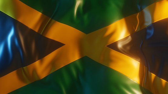 Jamaican Flag Frontal Close up, 3D Render