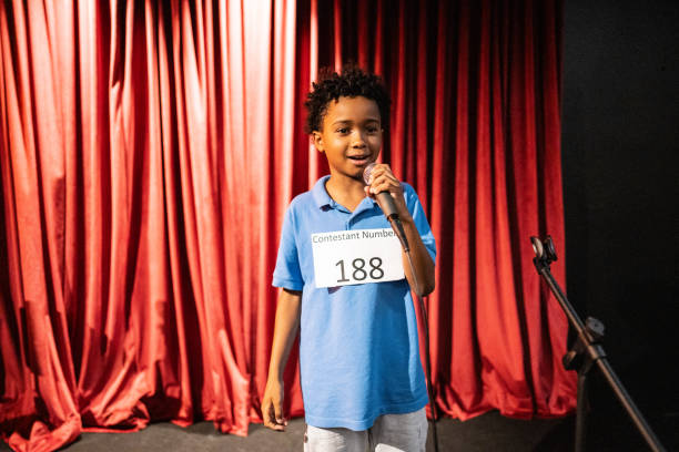 Boy singing in a music contest