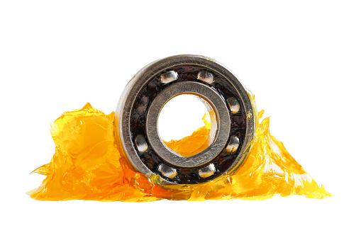 Grease and ball bearing, Blue premium quality synthetic lithium complex grease, high temperatures and machinery lubrication for automotive and industrial.