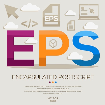 EPS _ Encapsulated PostScript, letters and icons, and vector illustration.