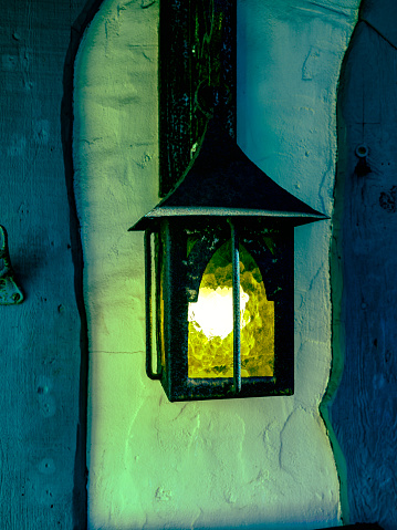Weathered Wrought Iron Street Lamp