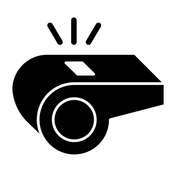 Whistle solid icon. Soccer or football referee coach alert symbol, glyph style pictogram on white background. Sport sign mobile concept web design. Vector graphics. Whistle solid icon. Soccer or football referee coach alert symbol, glyph style pictogram on white background. Sport sign mobile concept web design. Vector graphics loud whistle sound stock illustrations