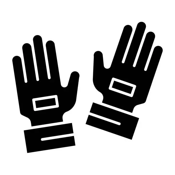 Vector illustration of Goalkeeper gloves solid icon. Goal keeper gauntlets, soccer protection symbol, glyph style pictogram on white background. Football sign mobile concept web design. Vector graphics.