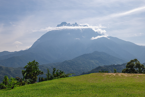 Scenery of Mount Kinabalu, the highest mountain in Borneo and Malaysia.
