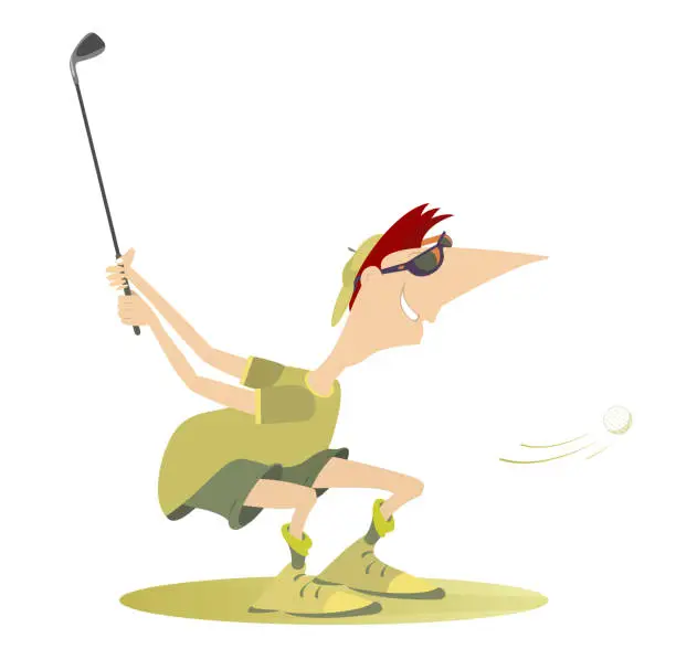 Vector illustration of Golfer man on the golf course