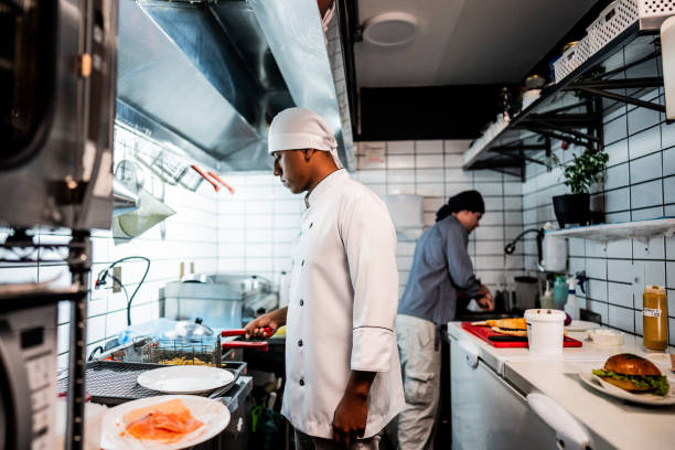 istock Chef young man making fries on a commercial kitchen 1668003713
