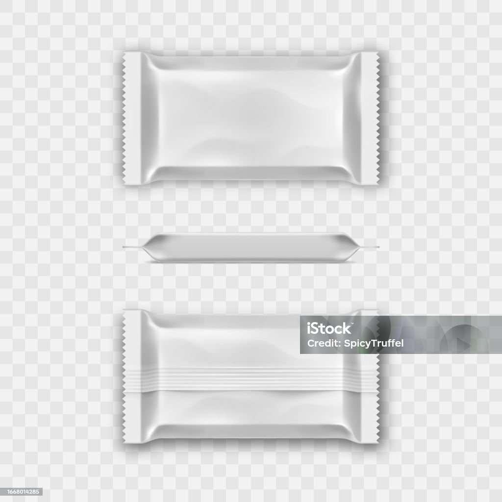Snacks Packet Back Package Mockup Snack Pack Pouch Blank Sachet Or Lunch Bar Wrap Foil ...