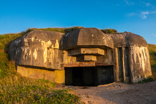 Ruins of the World war II bunkers built by the Nazis during their occupation of Denmark, Hirsthals, Jutland, Denmark