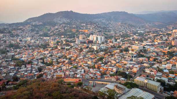 aerial view of tegucigalpa cityscape - tegucigalpa imagens e fotografias de stock