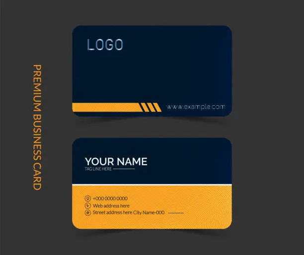 Vector illustration of Modern yellow and white business card template layout