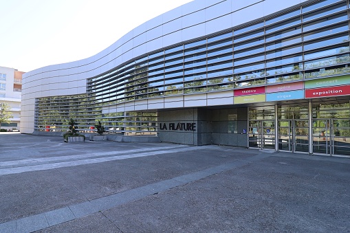 La Filature, performance hall, theater and media library, exterior view, city of Mulhouse, Haut Rhin department, France