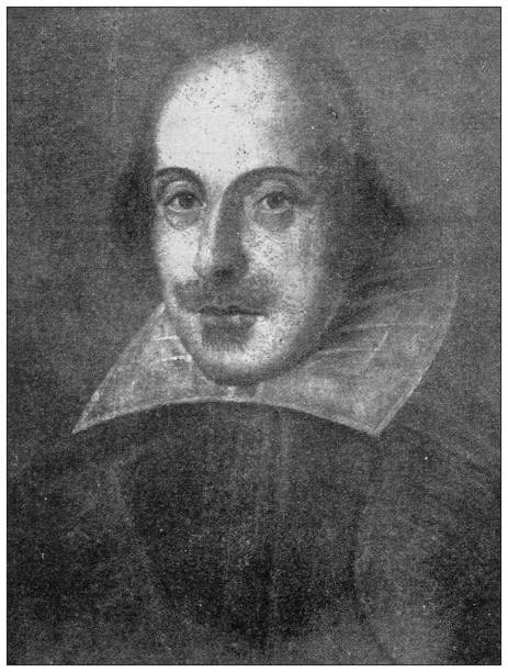 istock Antique image from British magazine: Droeshout portrait of Shakespeare 1668159053