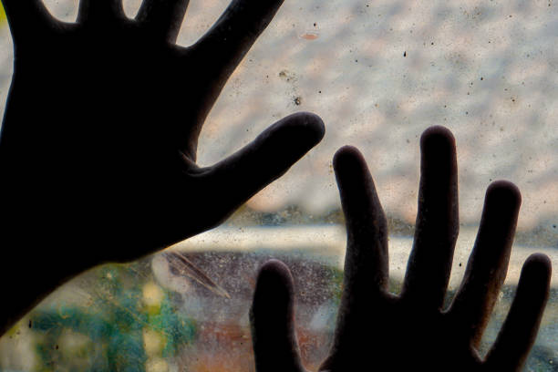 istock A pair of palms on windowpane. 1668179212
