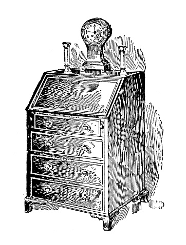 Antique image from British magazine: Bijou Bureau Drawer