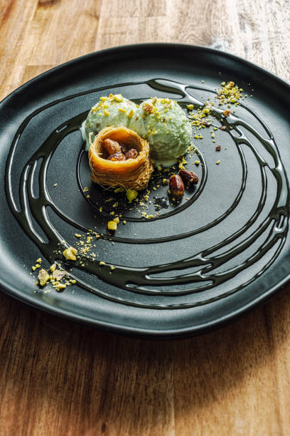 istock Pistachio Bird Nest Baklava with Ice Cream 1668192883
