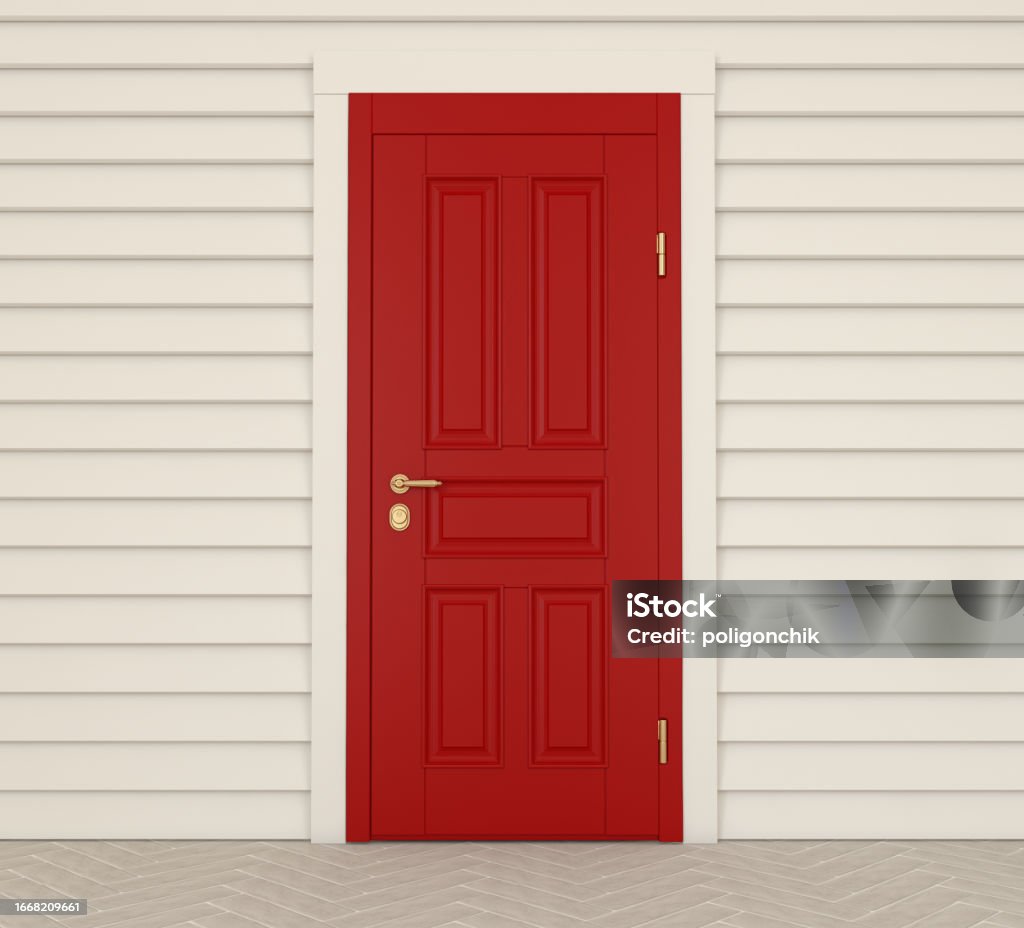 Door Rendered Red Front Door 3d Render Stock Photo - Download Image Now - Backgrounds ...