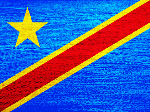 Flag of Democratic Republic of the Congo on a textured background. Concept collage.