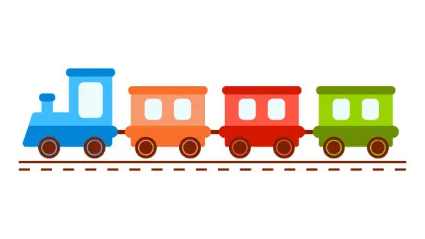 Vector illustration of Cute toy train locomotive for kid