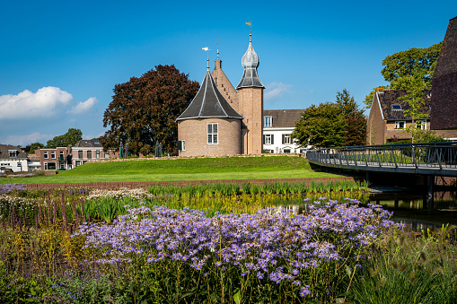 Park in the historical center of Coevorden on a sunny summer day