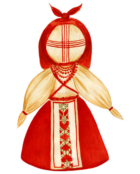 istock Watercolor illustration, Ukrainian rag doll, motanka with embroidery and decor, isolated on white background. 1668269792