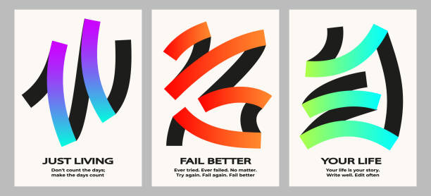 istock A set of minimalistic posters for the interior. Gradient ribbons and motivational quotes. 1668296914