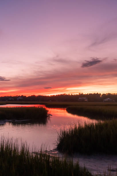 istock Sunset over the salt water marsh 1668339135