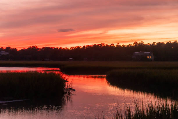 istock Sunset over the salt water marsh 1668339649