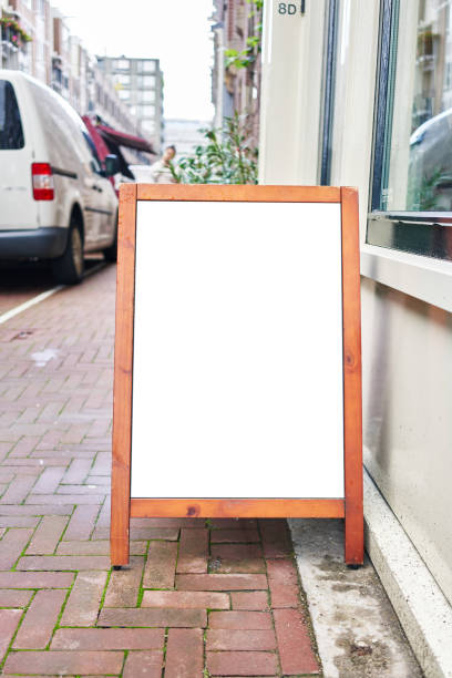 istock Empty blank banner at coffee shop terrace 1668351606
