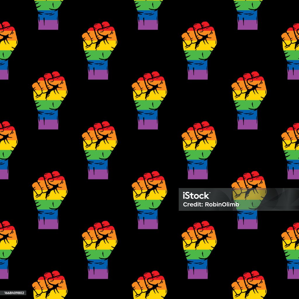 Color Fists Rainbow Striped Raised Fists Seamless Pattern Stock Illustration ...