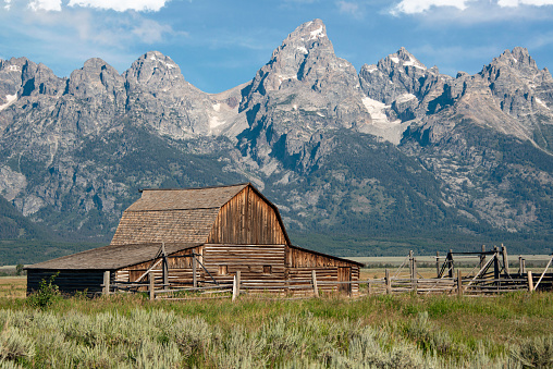 Mormon Row and the TA Moulton barn is a famous historical barn in Tetons of Wyoming