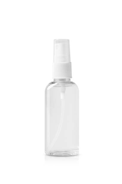 istock Transparent bottle with spray on white background 1668551507