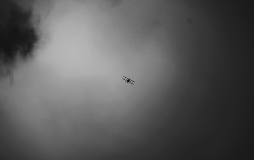 A lone biplane captured during a California airshow