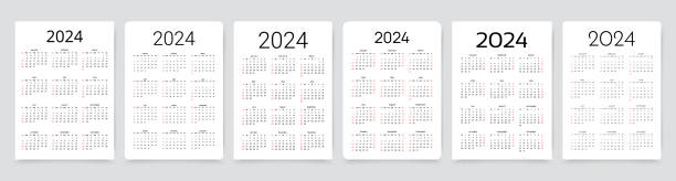2024 Calendar. Pocket calender with 12 month. Vector illustration. Calendar 2024 year. Pocket calender templates. Yearly organizer with 12 month. Scheduler layout in English. Set of desk planners. Portrait orientation. Vector illustration. Paper size A4 Simple design may 24 calendar stock illustrations