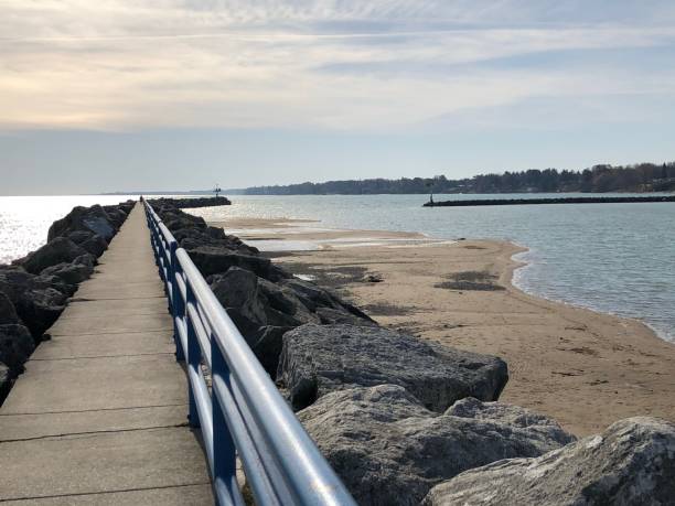 istock Jetty in Sanilac, Michigan on Lake Huron. 1668729481