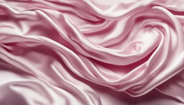 Photo of Silk satin wavy twirl fabric texture pink