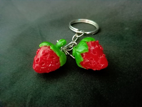 strawberry keychains souvenir of malaysia close up