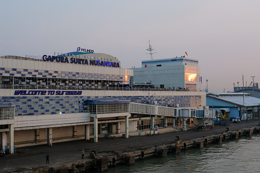 Tanjung Perak Port is a sea passenger terminal with a modern eco-friendly concept with a boarding system like an airport in Surabaya on 27 July 2023: