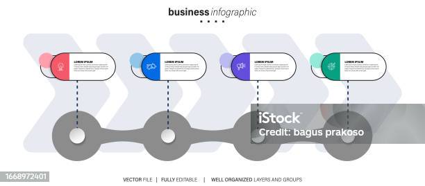 Line Process Map Line Step Infographic 4 Options Workflow Diagram Circle Timeline Number ...