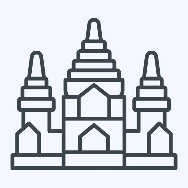 Vector illustration of Icon Angkor Wat. related to Cambodia symbol. line style. simple design editable. simple illustration
