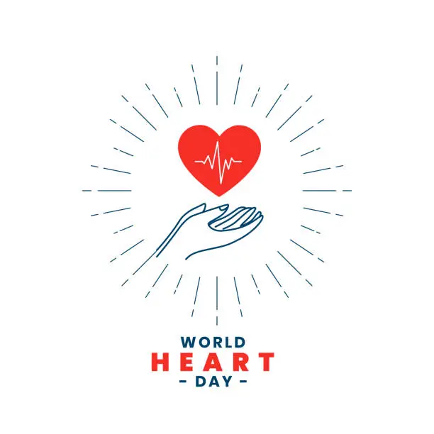 Vector illustration of beautiful world heart day cardiac poster with human hand design