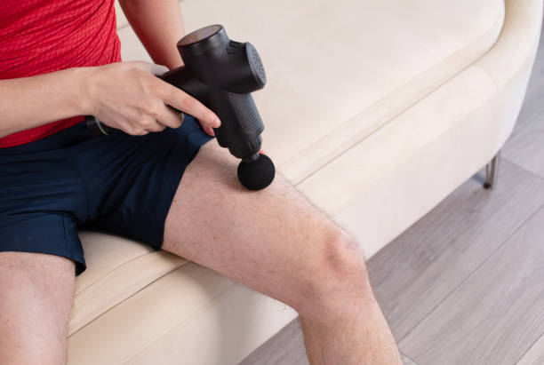 istock Massage gun machine recovery therapy and stimulation. 1669134410